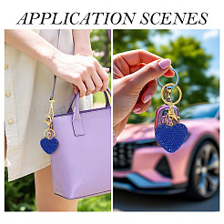 Handmade Polymer Clay Rhinestone Heart Keychains&nbsp;KEYC-TAC00068-02