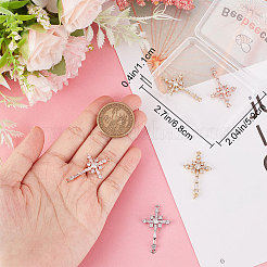6Pcs 3 Colors Brass Pave Clear Cubic Zirconia Connector Charms&nbsp;ZIRC-BBC0001-90