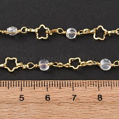 Rack Plating Brass Glass Link Chains&nbsp;CHC-P012-07G