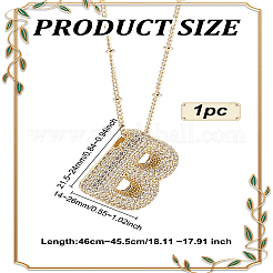 1Pc Brass Micro Pave Cubic Zirconia Letter Pendant Necklaces&nbsp;NJEW-LP0001-43B-G