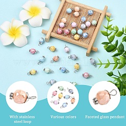 40Pcs 8 Colors Glass Pendants&nbsp;PALLOY-YW00157