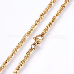 304 Stainless Steel Rope Chain Necklaces&nbsp;NJEW-F227-08G-02