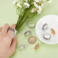 8Pcs 4 Colors Rhinestone Elastic Finger Rings for Women&nbsp;RJEW-ME0001-03