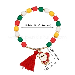 9Pcs 9 Style Word Happy Christmas Handmade Polymer Clay Heishi Surfer Stretch Bracelets Set with Acrylic&nbsp;BJEW-SW00070