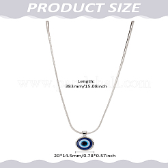 1Pc Blue Evil Eye Resin Pendant Alloy Flat Snake Chain Necklaces for Women Men&nbsp;NJEW-LP0003-25P