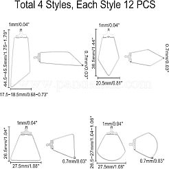 48 Pcs 4 Styles 304 Stainless Steel Pendants&nbsp;STAS-UN0022-08P