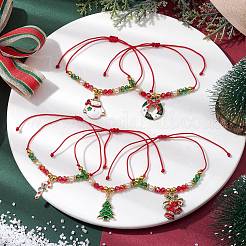 5Pcs 5 Styles Adjustable Electroplate Glass Braided Bead Bracelet Sets&nbsp;BJEW-JB10380