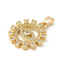 Rack Plating Brass Micro Pave Cubic Zirconia Pendants&nbsp;KK-P241-33G