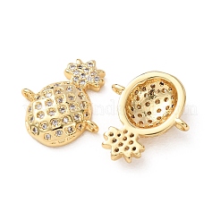 Brass Micro Pave Clear Cubic Zirconia Fruit Connector Charms&nbsp;CU-H002-04G