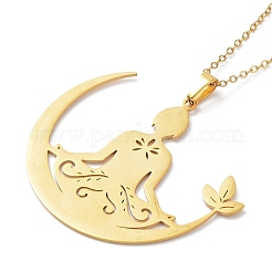 201 Stainless Steel Yoga Human Pendant Necklace with Cable Chains&nbsp;NJEW-Q317-09G