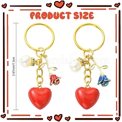 2Pcs Alloy & Brass & Acrylic Pearl Keychains&nbsp;KEYC-YW00248