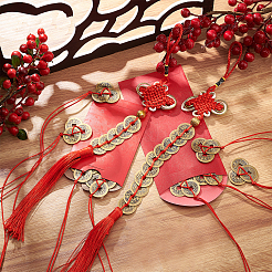 10Pcs 10 Style Brass Lucky Coins Three Emperor Money Feng Shui Coins Pendant&nbsp;AJEW-FH0002-31