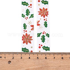 5 Yards Christmas Gold Stamping Polyester Printed Ribbon&nbsp;OCOR-A008-01G