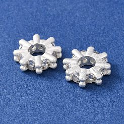 Brass Micro Pave Cubic Zirconia European Beads&nbsp;KK-C157-09B-S