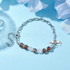 Faceted Rondelle Glass Link Bracelets&nbsp;AJEW-JB01220