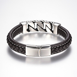 Men's Braided PU Leather Cord Bracelets&nbsp;BJEW-H559-08