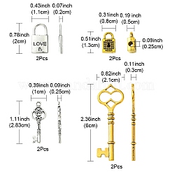 8Pcs 4 Styles Tibetan Style Alloy Skeleton Key Lock Pendants&nbsp;FIND-FS0002-11