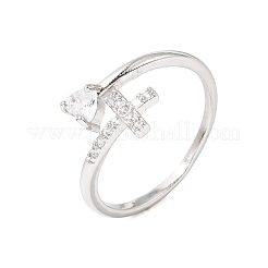 Adjustable Brass Micro Pave Cubic Zirconia Cuff Open Rings&nbsp;CU-CBABA66-05P
