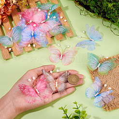 32Pcs 8 Styles Cloth Butterfly with Imitation Pearl Ornament Accessories&nbsp;DIY-TA0014-29