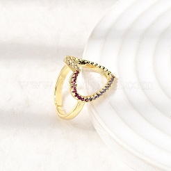 Brass Micro Pave Cubic Zirconia Open Cuff Rings&nbsp;RJEW-P186-04G