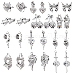 24Pcs 12 Styles Gothic Tibetan Style Alloy Pendants&nbsp;FIND-BM0001-03