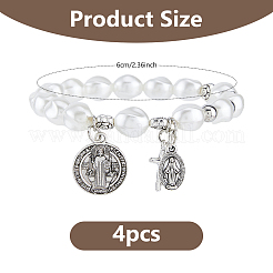 4Pcs Religious Alloy Beaded Charm Bracelets&nbsp;BJEW-DC0001-32