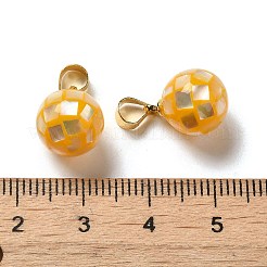 Natural Yellow Shell Dyed Round Charms&nbsp;SSHEL-H071-01G-02