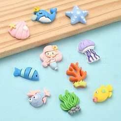 10Pcs 10 Styles Ocean Theme Opaque Resin Cabochons&nbsp;RESI-YW0001-53