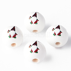 Painted Natural Wood Round Beads&nbsp;WOOD-N006-185