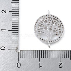 Rack Plating Brass Clear Cubic Zirconia Flat Round with Tree Connector Charms&nbsp;KK-A234-032P