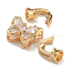 Brass Micro Pave Cubic Zirconia Fold Over Clasps&nbsp;KK-U037-11G-01