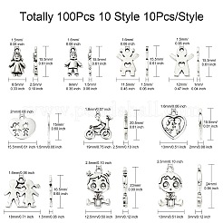 100Pcs 10 Styles Tibetan Style Alloy Pendants&nbsp;FIND-CJ0002-30