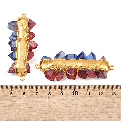 Electroplated Two Tone Natural Quartz Crystal Nuggets Beaded Connector Charms&nbsp;KK-H516-18G-02
