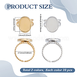 20Pcs 2 Colors 304 Stainless Steel Open Cuff Ring Settings&nbsp;STAS-ME0003-05