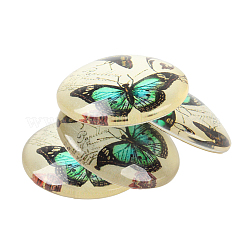 Butterfly Printed Glass Half Round/Dome Cabochons&nbsp;X-GGLA-N004-12mm-C