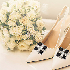 2 Pairs 2 Colors Glass Rhinestone Shoe Decorations&nbsp;AJEW-GO0001-88