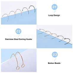 50Pcs 5 Colors 316 Surgical Stainless Steel Earring Hooks Ion Plating(IP)&nbsp;STAS-DC0011-04