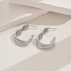 Vintage Multi-layered Heart 201 Stainless Steel Stud Earrings&nbsp;KW0694-2