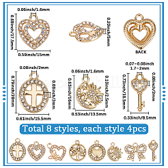 32Pcs 8 Styles Alloy Rhinestone Pendants Sets&nbsp;ALRI-SC0001-56