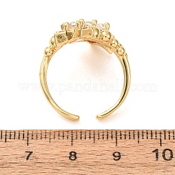 Brass Micro Pave Cubic Zirconia Cuff Open Rings&nbsp;CU-CBAB3AD-15G