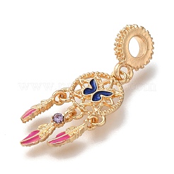 Rack Plating Alloy Rhinestone European Dangle Charms&nbsp;PALLOY-P307-08G