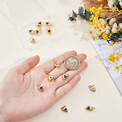 14Pcs 7 Colors Brass Micro Pave Clear Cubic Zirconia Charms&nbsp;KK-BC0015-79