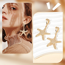 6 Pairs 3 Style Shell & Starfish Steel Asymmetrical Earrings with ABS Imitation Pearl Beaded&nbsp;EJEW-PH0001-15