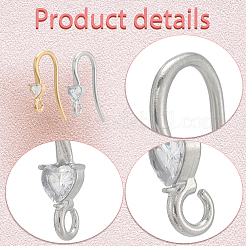 20Pcs 2 Styles 304 Stainless Steel Rhinestone Earring Hooks&nbsp;STAS-BBC0007-16B