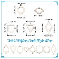 32Pcs 8 Styles Stainless Steel Connector Charms&nbsp;STAS-SC0005-07