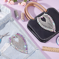 2Pcs Leaf Shape Rhinestone Garment Accessories&nbsp;DIY-GA0007-89