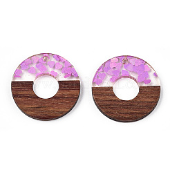 Transparent Resin & Walnut Wood Pendants&nbsp;RESI-N039-63A