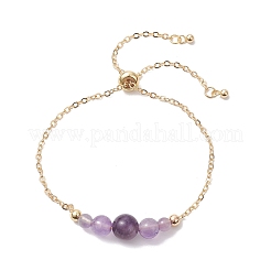 Round Natural Amethyst Beaded Bracelats&nbsp;BJEW-JB12806-02