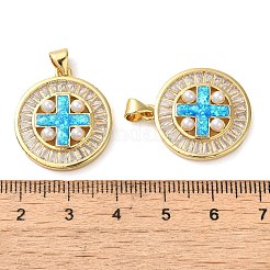 Rack Plating Brass Micro Pave Cubic Zirconia Pendants&nbsp;KK-P268-08A-G