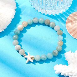 Natural Flower Amazonite Beaded Stretch Bracelet&nbsp;BJEW-JB09764-02